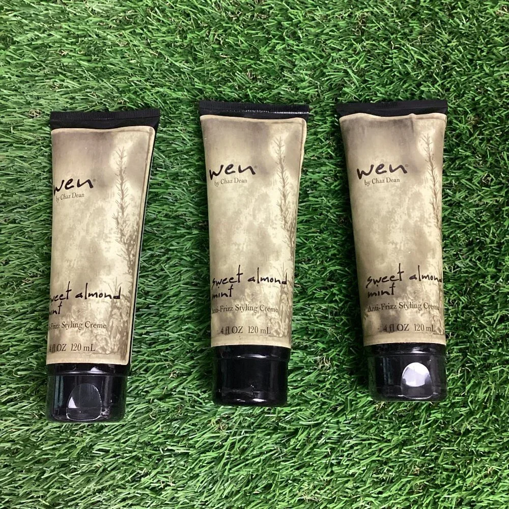 Wen 4oz Sweet Almond Mint Anti-Frizz Styling Creme By Chaz Dean x3